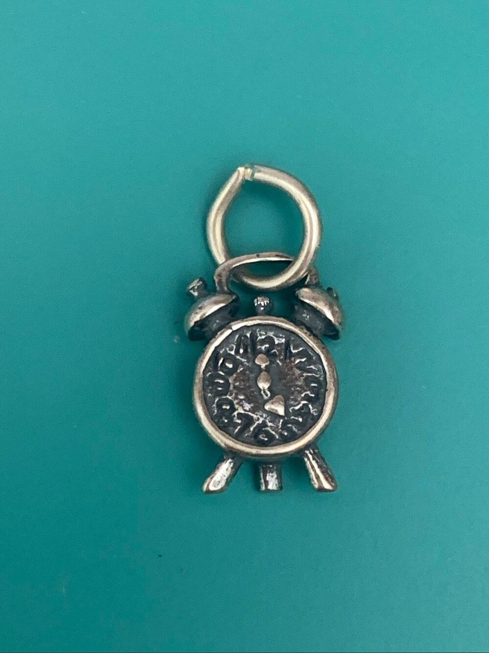 Alarm Clock Sterling Silver Jewelry Charm #clock